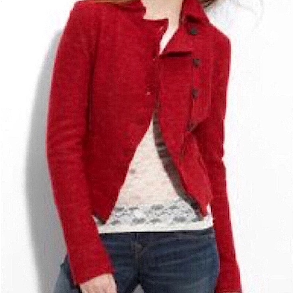FREE PEOPLE Jacket Military SCRUNCH SERGEANT Top Sweater Coat Red Size Large